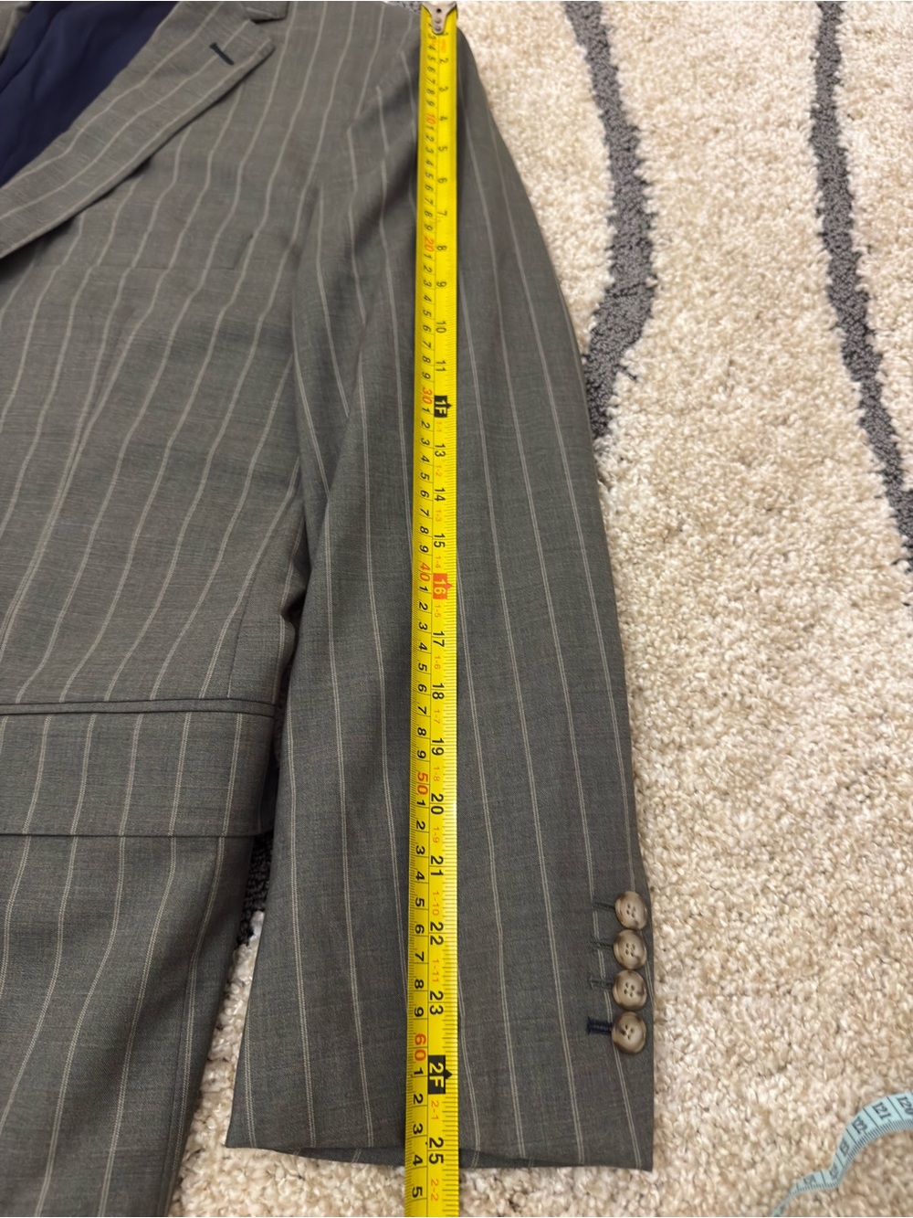 NWT Oliver Wicks Suit 50 Sage Green Tropical Wide Stripe Canvassed Wool Custom - Picture 13 of 16